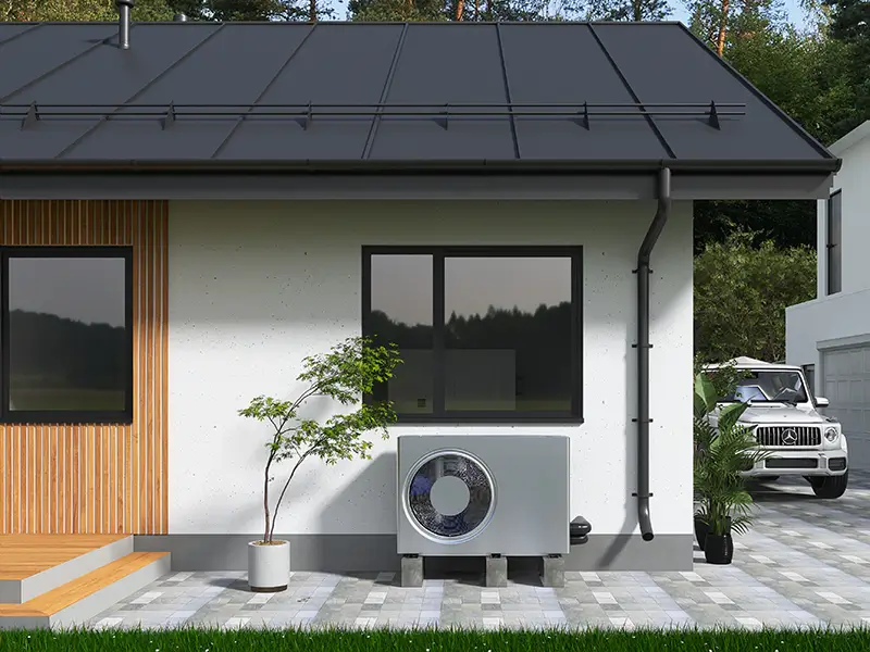 Tepelné čerpadlo HETA pred domom